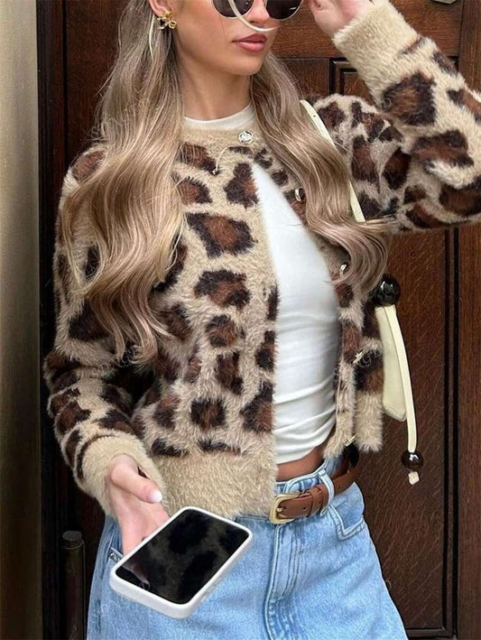 Leopard Knit Cardigan