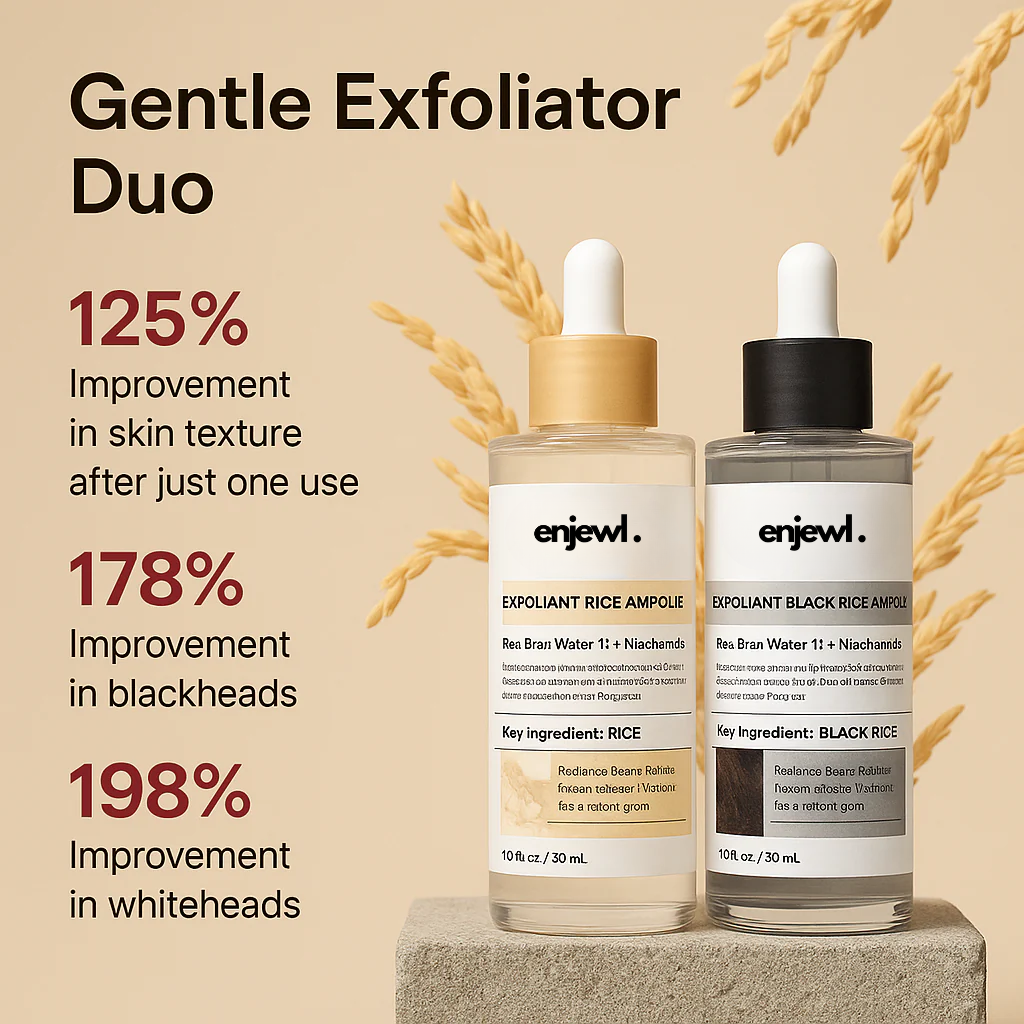 Duo exfoliant au riz – Élimine instantanément les cellules mortes pour une peau lisse et éclatante - Enjewl